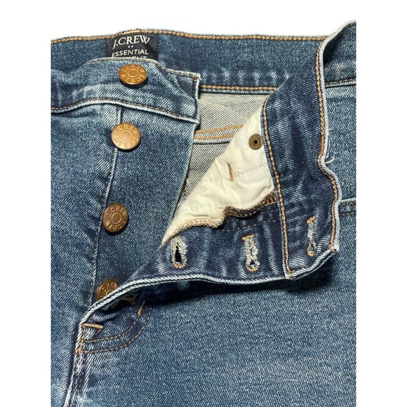J Crew Essential Straight Button Fly Jeans Womens 27 Blue Denim Ankle - Picture 3 of 8
